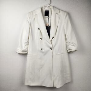 Marc Ellis Blazer White/Cream Size 42 Italian Size 6 Ruched Sleeves NWT